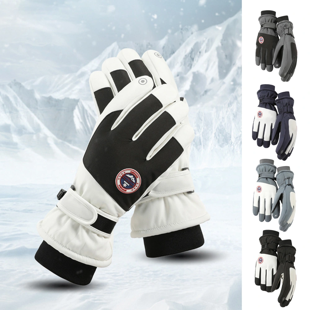 1 Pair Cycling Gloves Thickened Soft Plush Windproof Heat Retention Waterproof Touch Screen Anti-slip Great Friction Men Outdoor Skiing Skating Gloves 