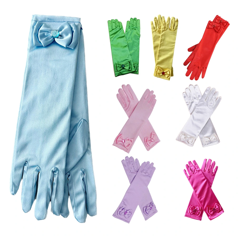 1 Pair Gloves Children's Princess Skirt Accessories Colorful Butterfly Bowknot Gloves for Stage Performances Parties