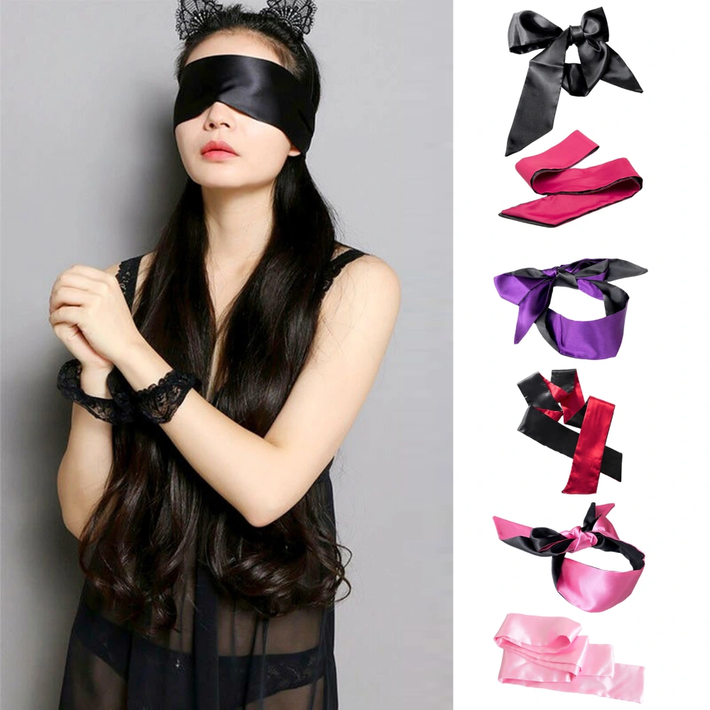 Blindfold Sexy Lace Eye Cover Self Bondage Lace Up Bow Restraint Stage Performance Costume Smooth Silk Satin Shade Cover Band Ribbon Eye Blindfold