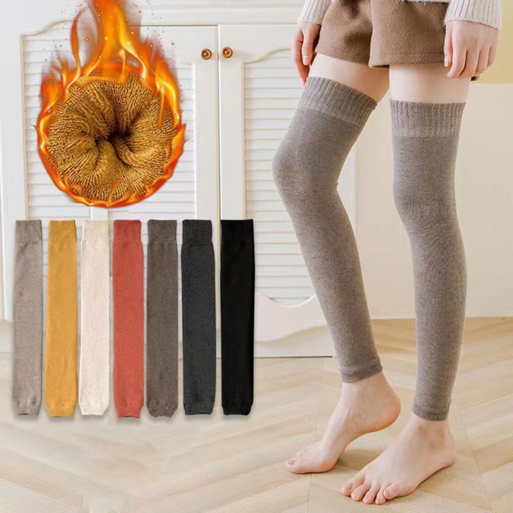 1 Pair Velvet Knee Socks Warmth Protection Thick Autumn Lady Wear-resistant Over-the-Knee Sleeves for Cold Winter 