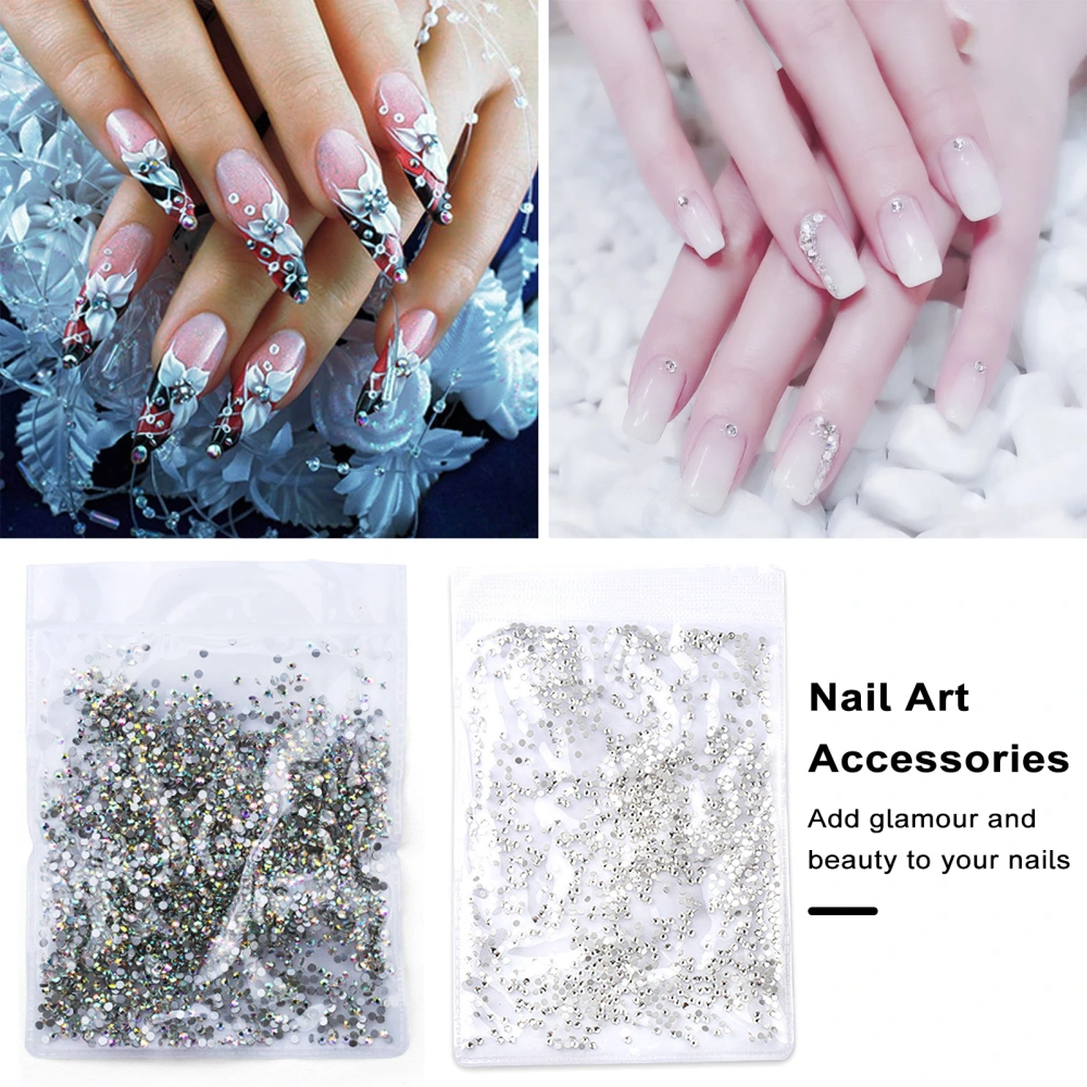 1440Pcs/Bag Sparkling Nail Art Rhinestones White AB Transparent Glass Rhinestones for Stunning Nail Designs