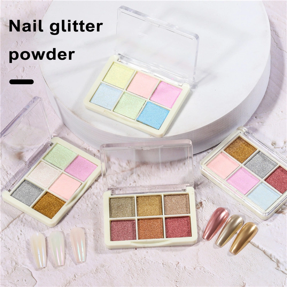 1 Set Nail Solid Powder 6 Colors Luminous DIY Nail Shiny Nail Pigment Powder Mirror Nail Glitter Powder UV Gel Polish Pigment Nail Art Decorations Accessories 