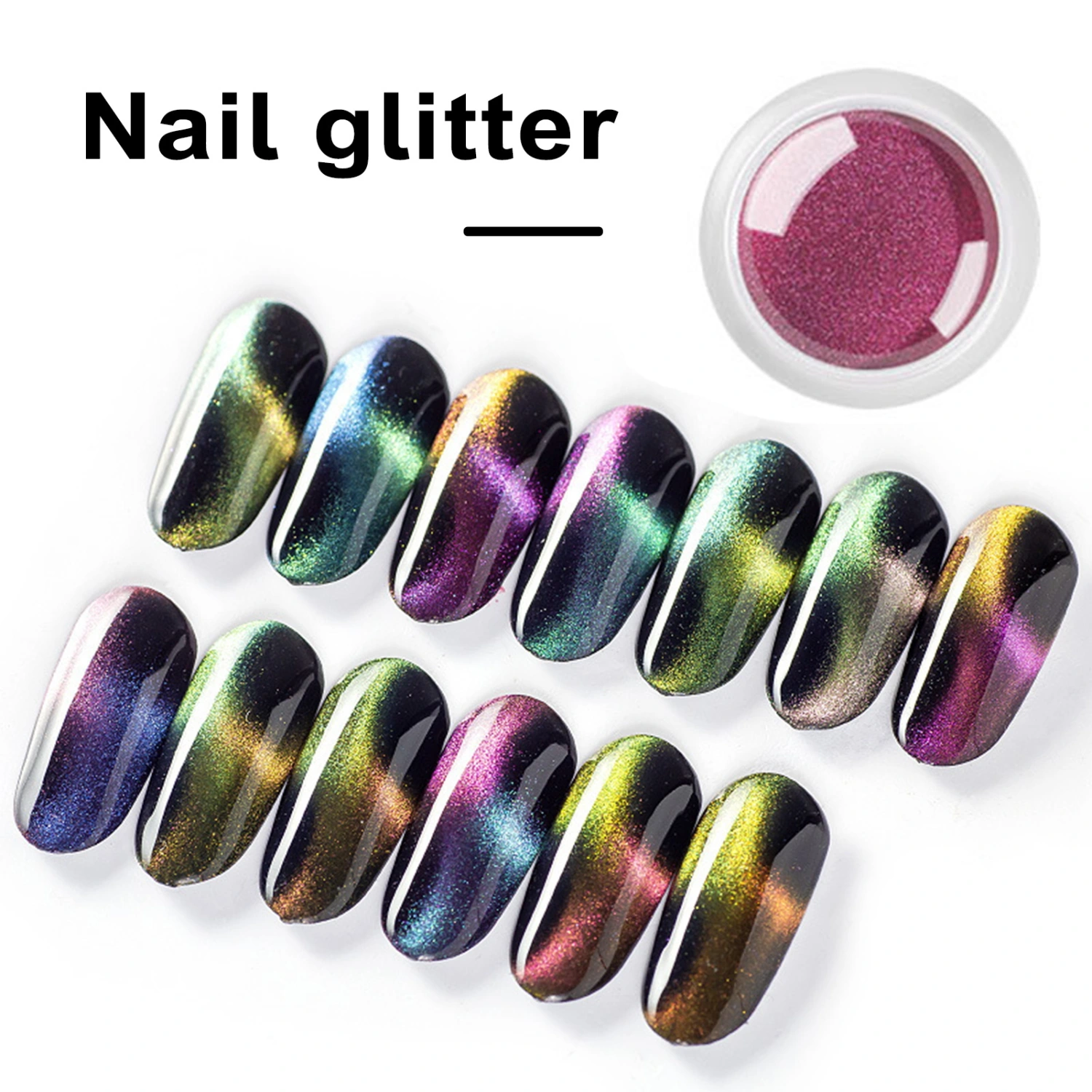 0.2G Nail Solid Powder 12 Colors Luminous DIY Nail Shiny Nail Pigment Powder Mirror Nail Glitter Powder UV Gel Polish Pigment Nail Art Decorations Accessories