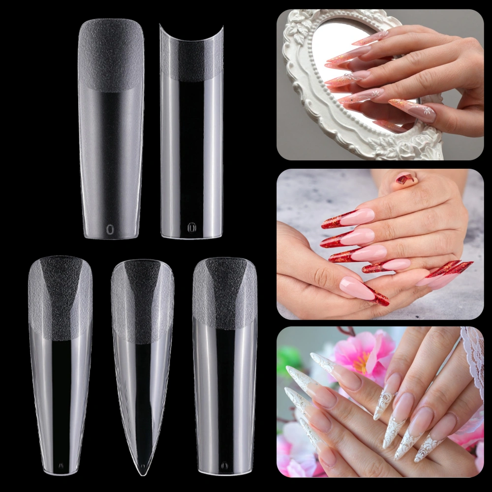 240Pcs Nail Art False Patch Set Seamless Versatile Lengthened Frosted Texture Anti-break Long Lifespan Nail Tips