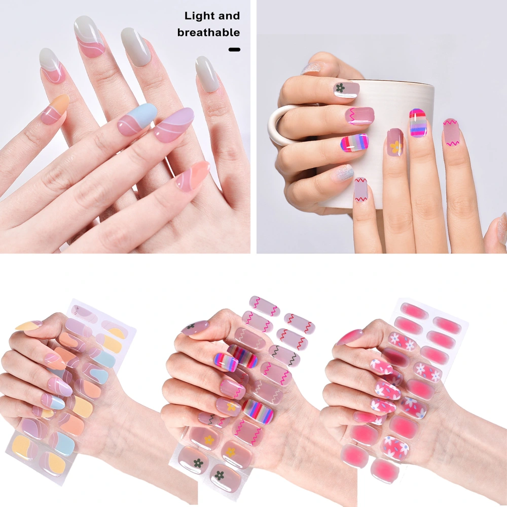 24Pcs UV Semi Cured Gel Nail Strips Semi-Baked Gel Nail Patch Easy to Apply And Remove Nail Stickers with Nail File