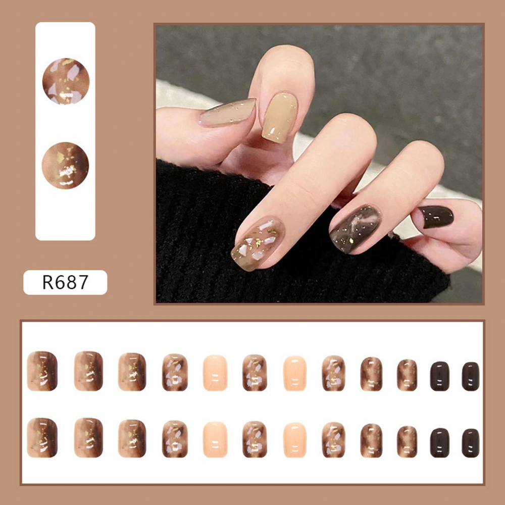 24PCS Press on Nails Cute Cartoon Patterns Fake Nails Full Cover Square False Nails with Glue Nails Art Decoration