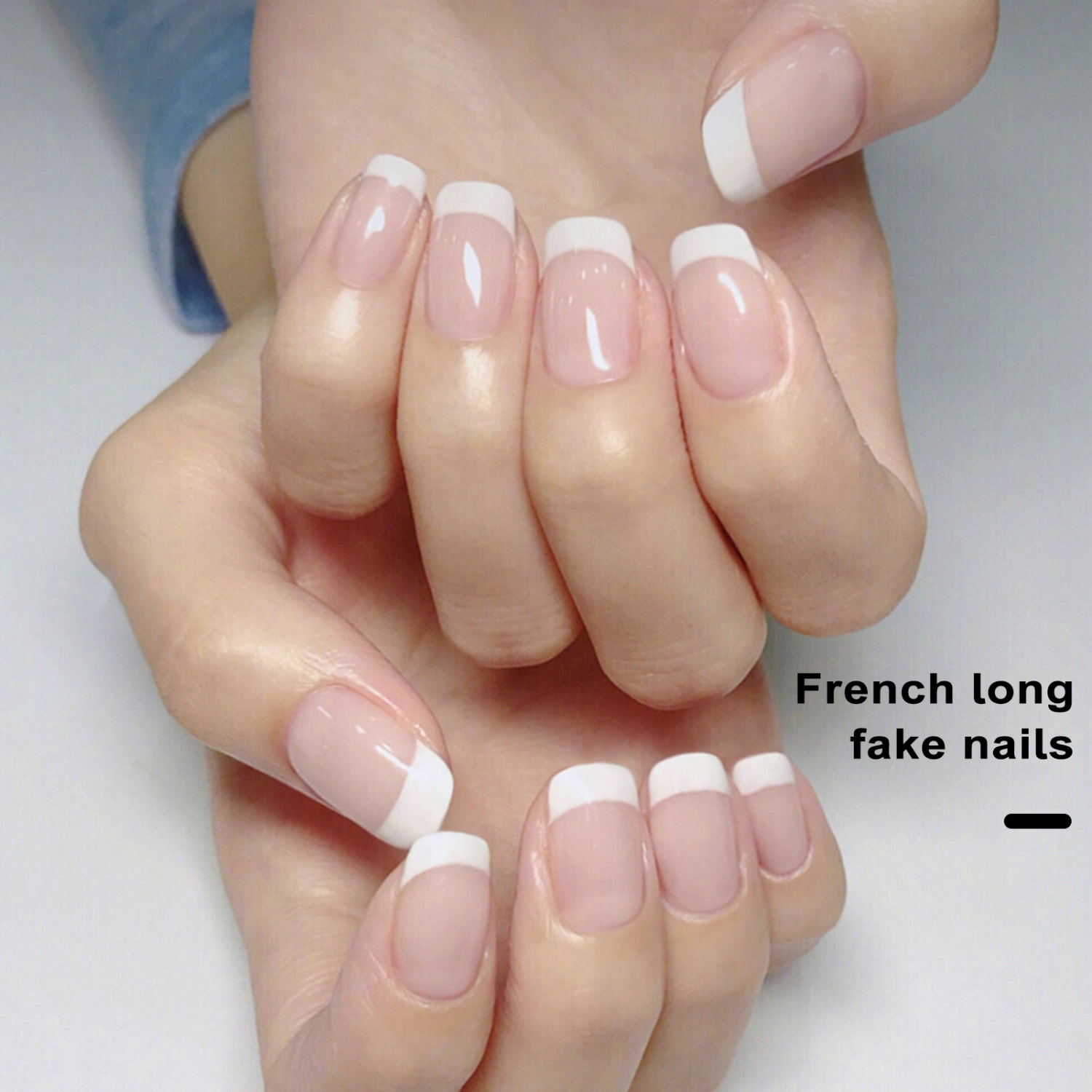 24Pcs Press on Nails with Glue Square Short Glossy Nail Extension Full Cover Women Girls Natural Naked Fake Nails Salon Home Use