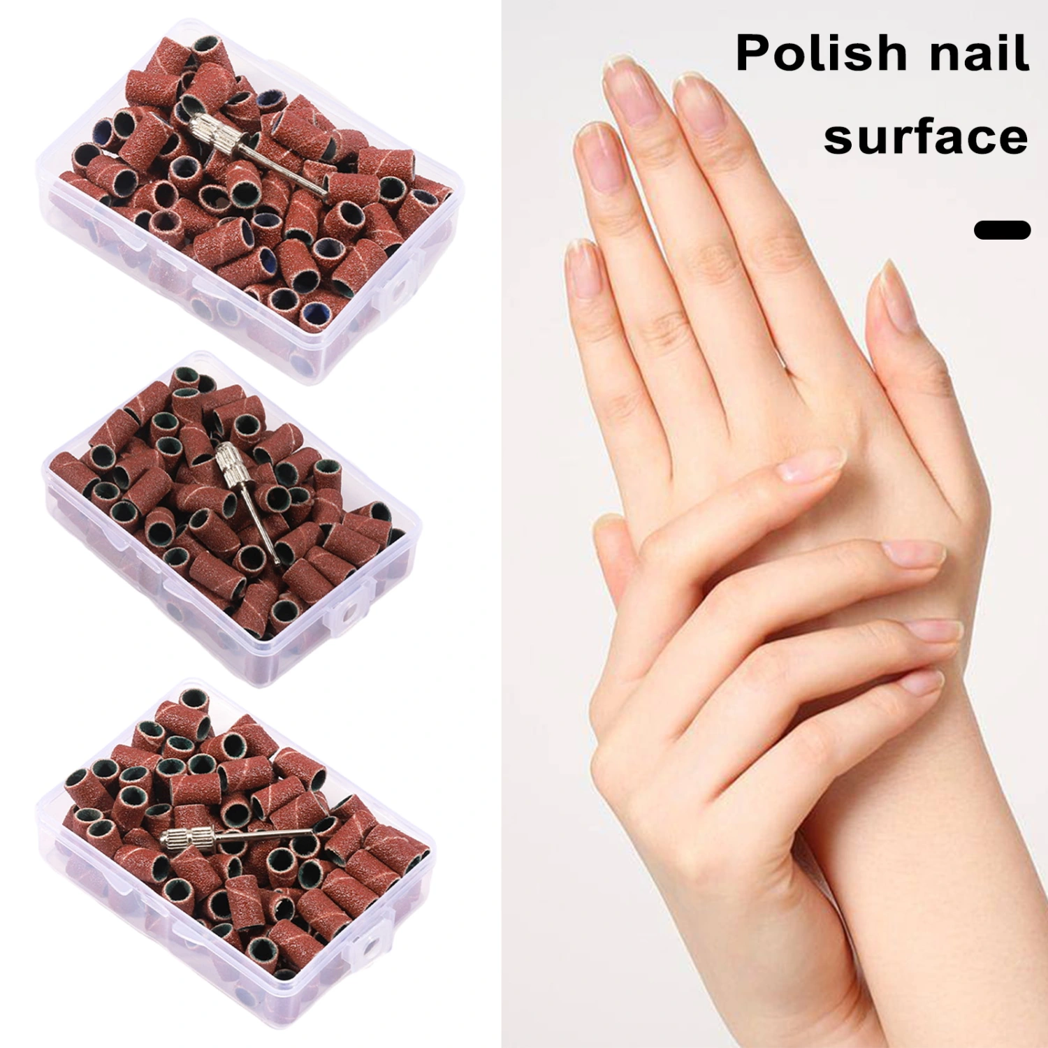 100Pcs Nail Sanding Bands with Nail Drill Bit Frosted Polishing Nails Manicure Sand Ring Electric Drill Machine Accessories for Manicure Pedicure Nail Supplies 