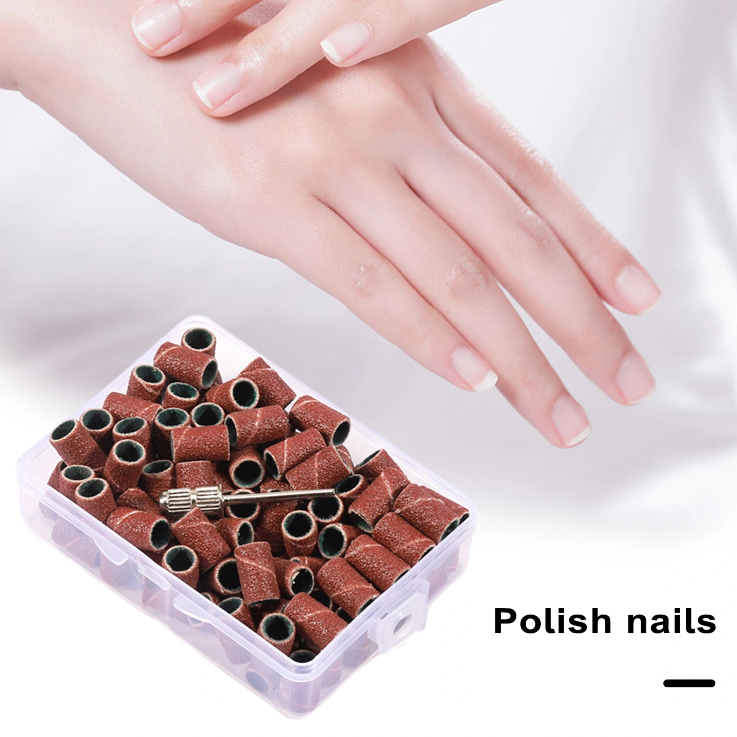100Pcs Nail Sanding Bands with Nail Drill Bit Frosted Polishing Nails Manicure Sand Ring Electric Drill Machine Accessories for Manicure Pedicure Nail Supplies 