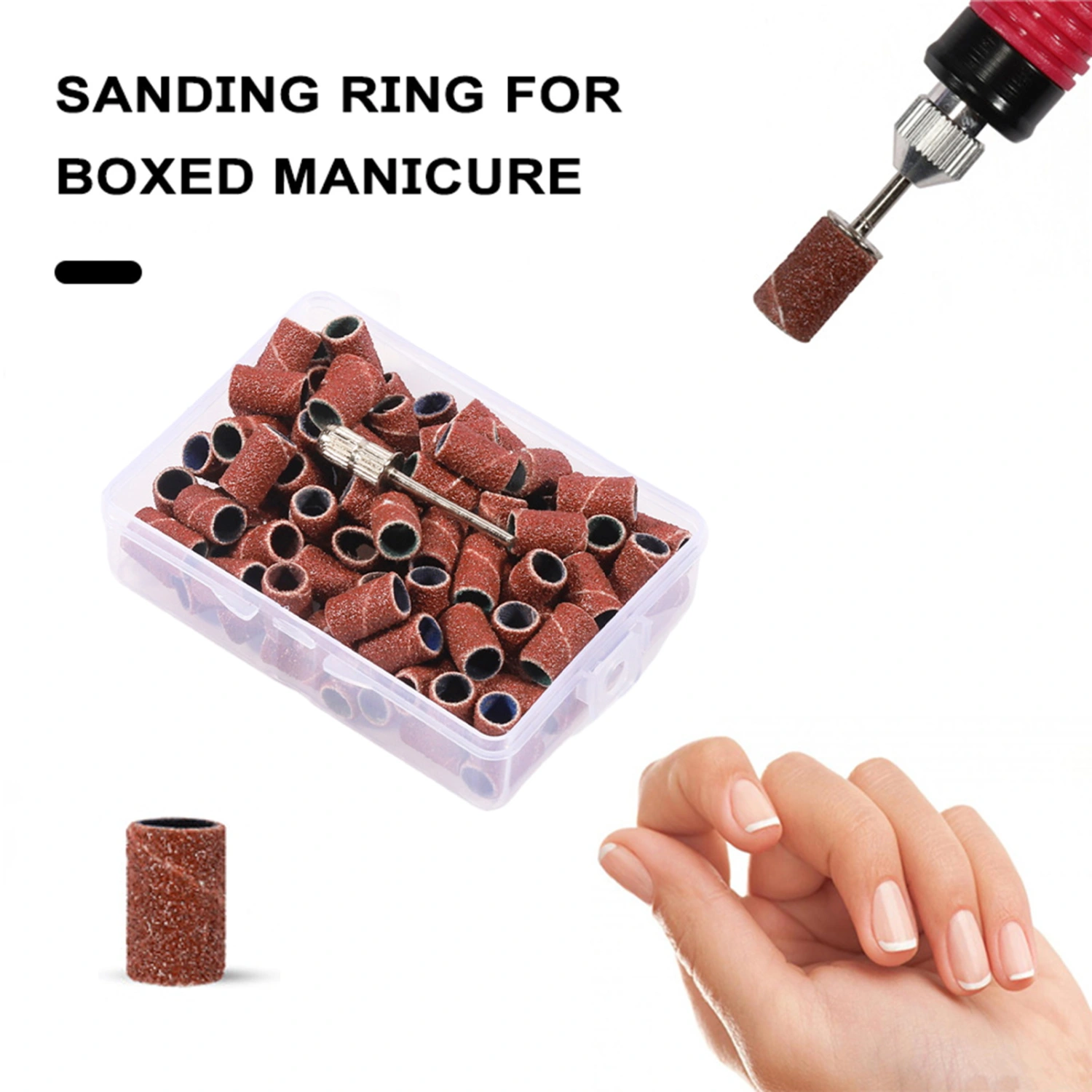 100Pcs Nail Sanding Bands with Nail Drill Bit Frosted Polishing Nails Manicure Sand Ring Electric Drill Machine Accessories for Manicure Pedicure Nail Supplies 