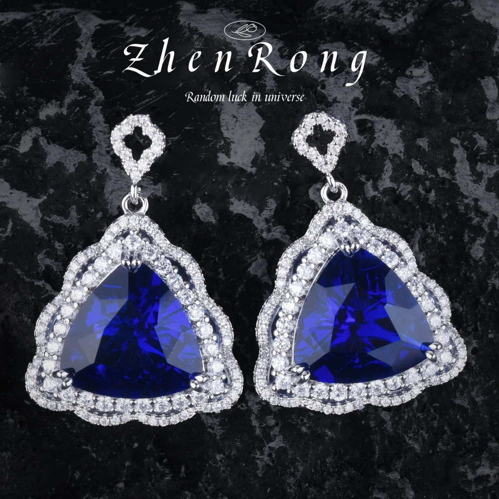 Triangle gemstone dazzling earring jewelry