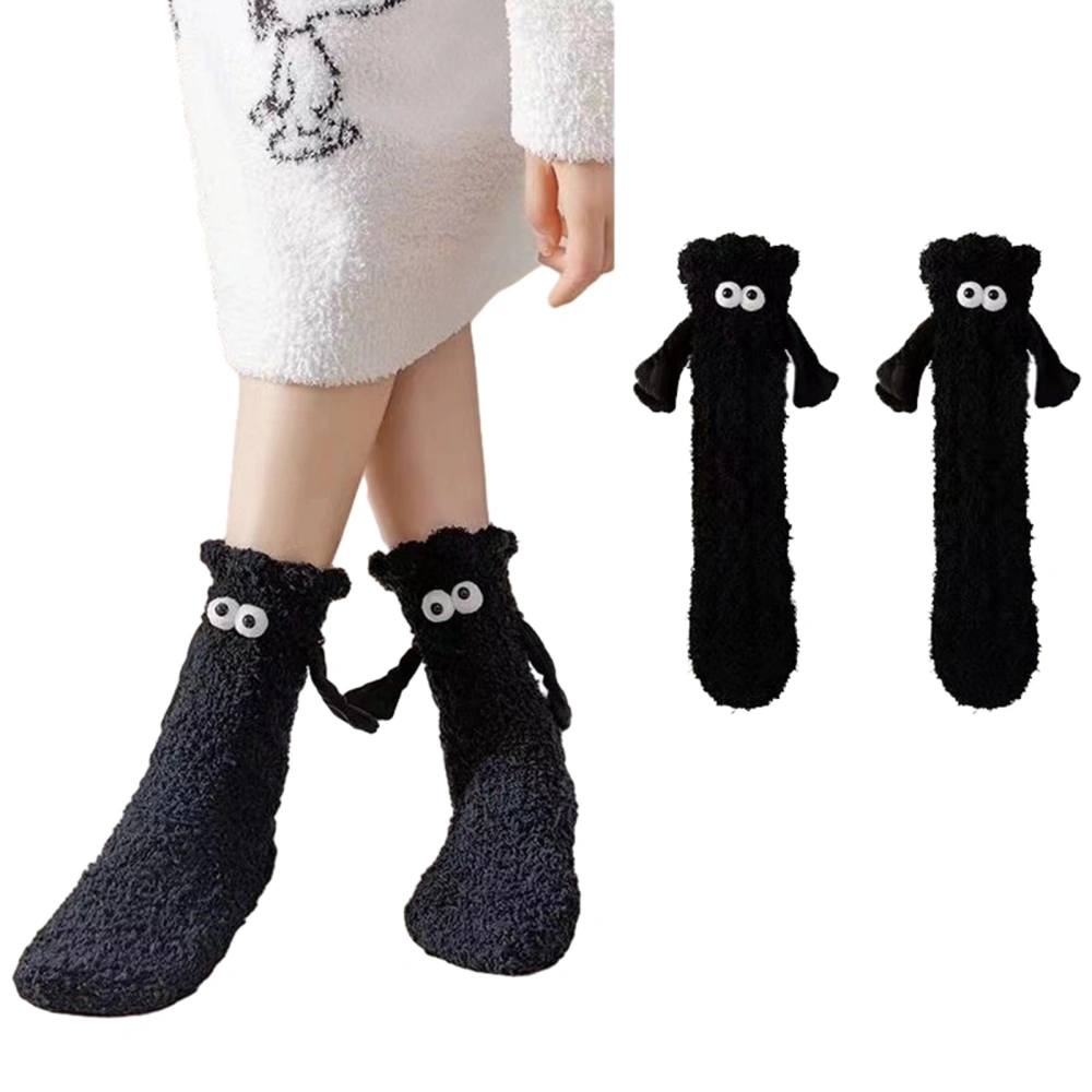 Fuzzy Slipper Socks for Men Women Magnetic Hand in Hand Socks