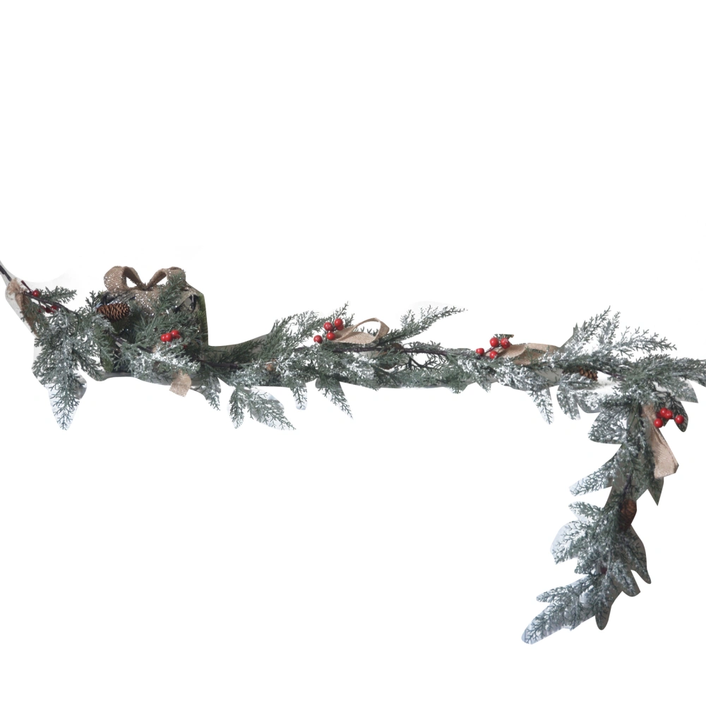 Artificial Flocked Christmas Garland Hanging Vine Garland with Lights