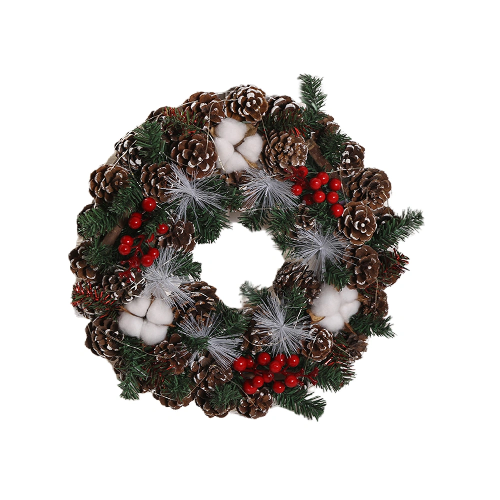 Light Up Christmas Wreath Rustic Holiday Wreath with Red Berries