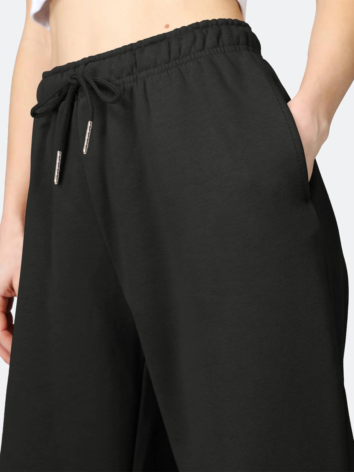 Women's Casual Joggers Sweatpants Solid Color Wide Leg Trousers 