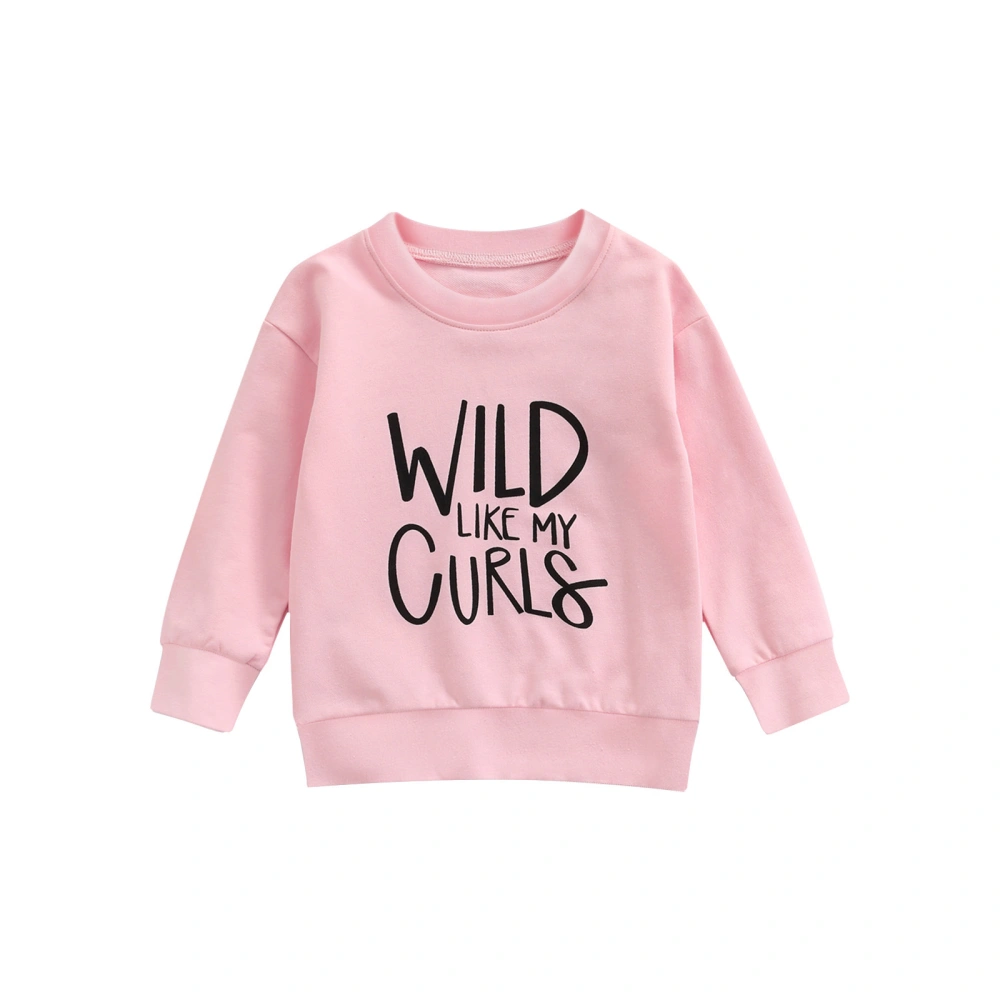 Baby Girls Sweatshirts Letter Print Crew Neck Long Sleeve Tops