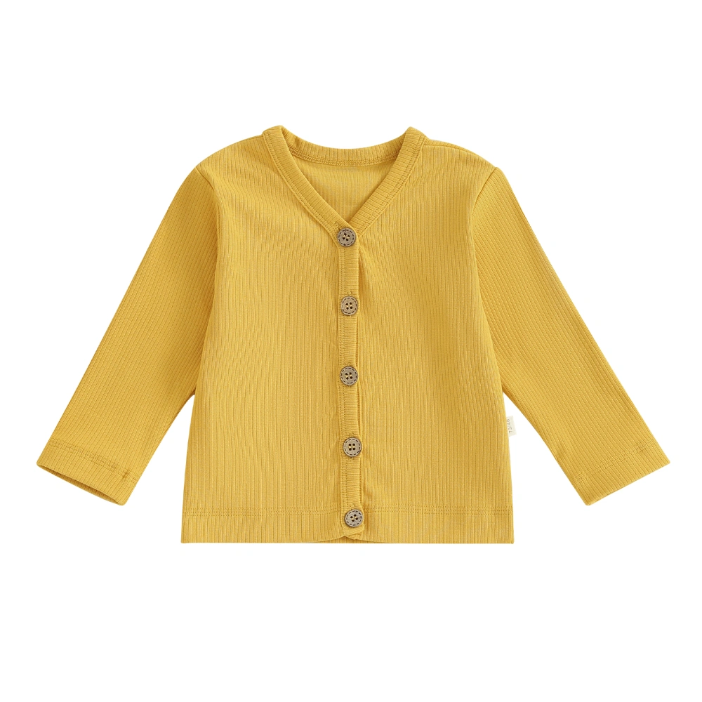 Baby Girls Boys Knitted Cardigan Solid Color V-Neck Sweater Coat