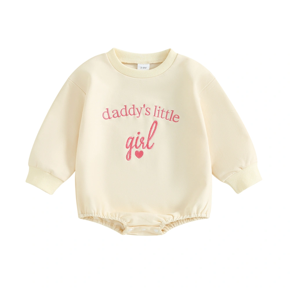 Baby Girls Long Sleeve Letter Embroidery Casual Sweatshirt Romper