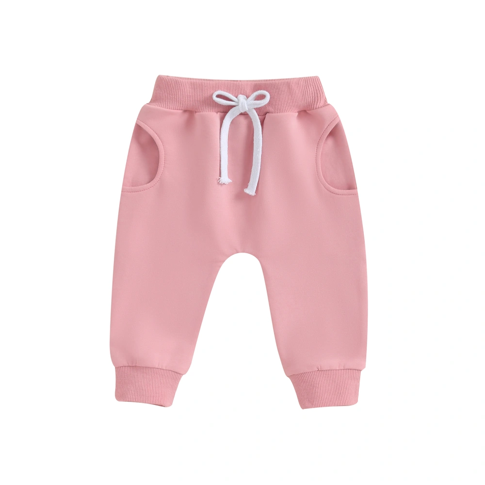 Baby Girls Pants Solid Color Elastic Waist Soft Toddler Trousers