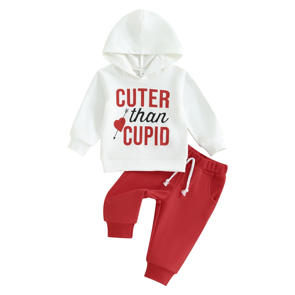 Baby 2 Piece Cute Outfit Valentine's Day Hooded Sweatshirt and Pants