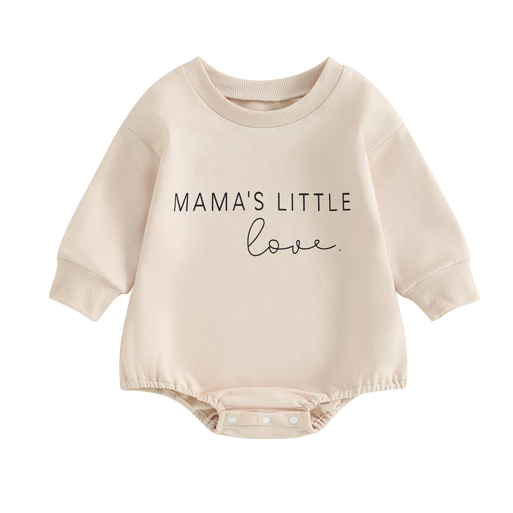 Baby Romper, Long Sleeve Crew Neck Letters Print Fall Bodysuit