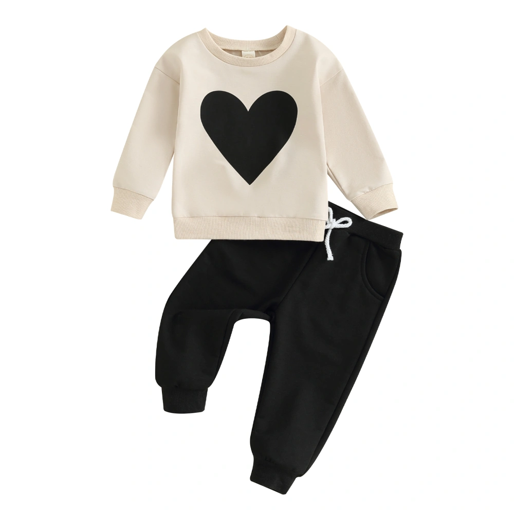 Toddler Valentine's Day Clothes Heart Long Sleeve Sweatshirt Pants 