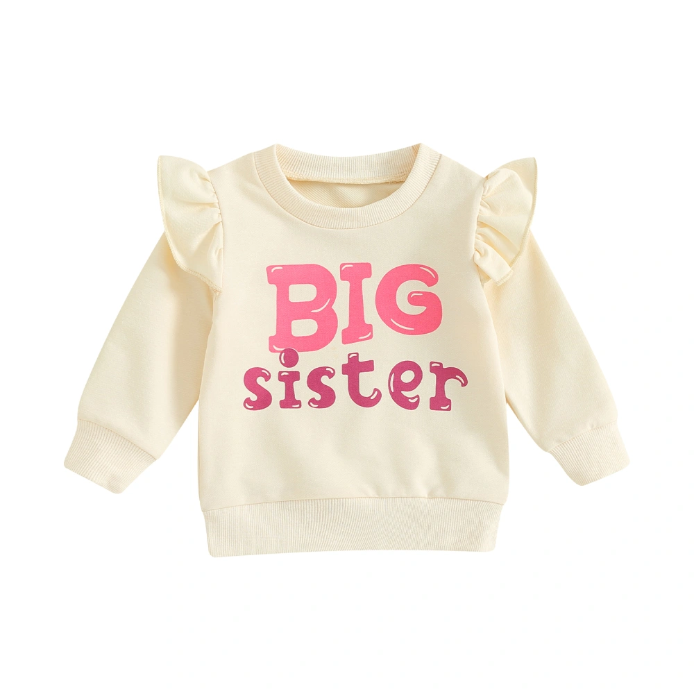 Kids Girl Sweatshirt Letter Print Ruffles Long Sleeve Pullovers Tops