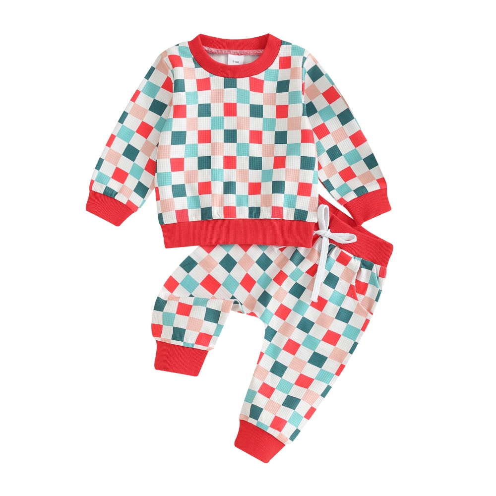 Toddler Girls 2 Piece Outfit Christmas Plaid Sweatshirt and Pants