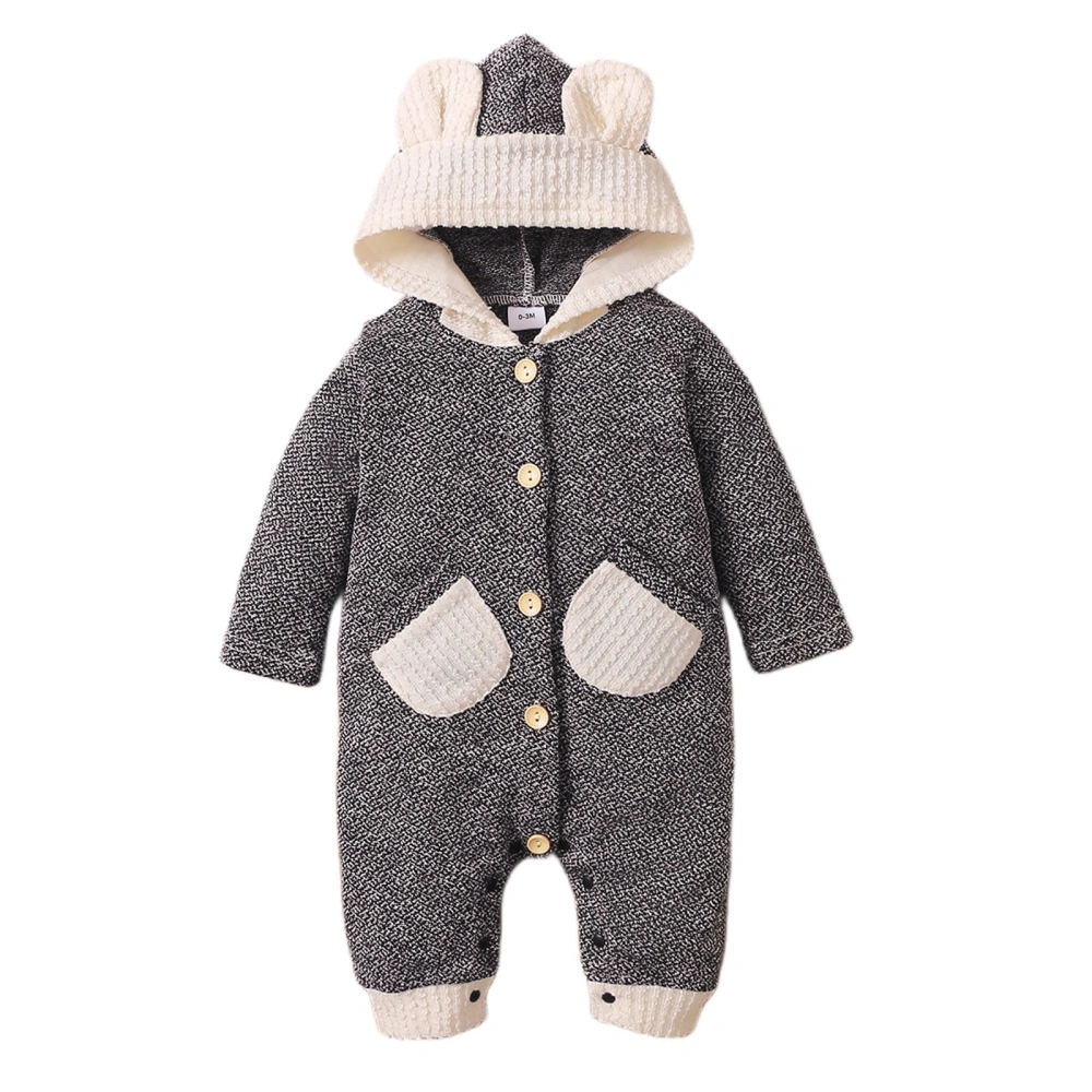 Baby Jumpsuit, Long Sleeve Hooded Knit Romper Patchwork Sweater