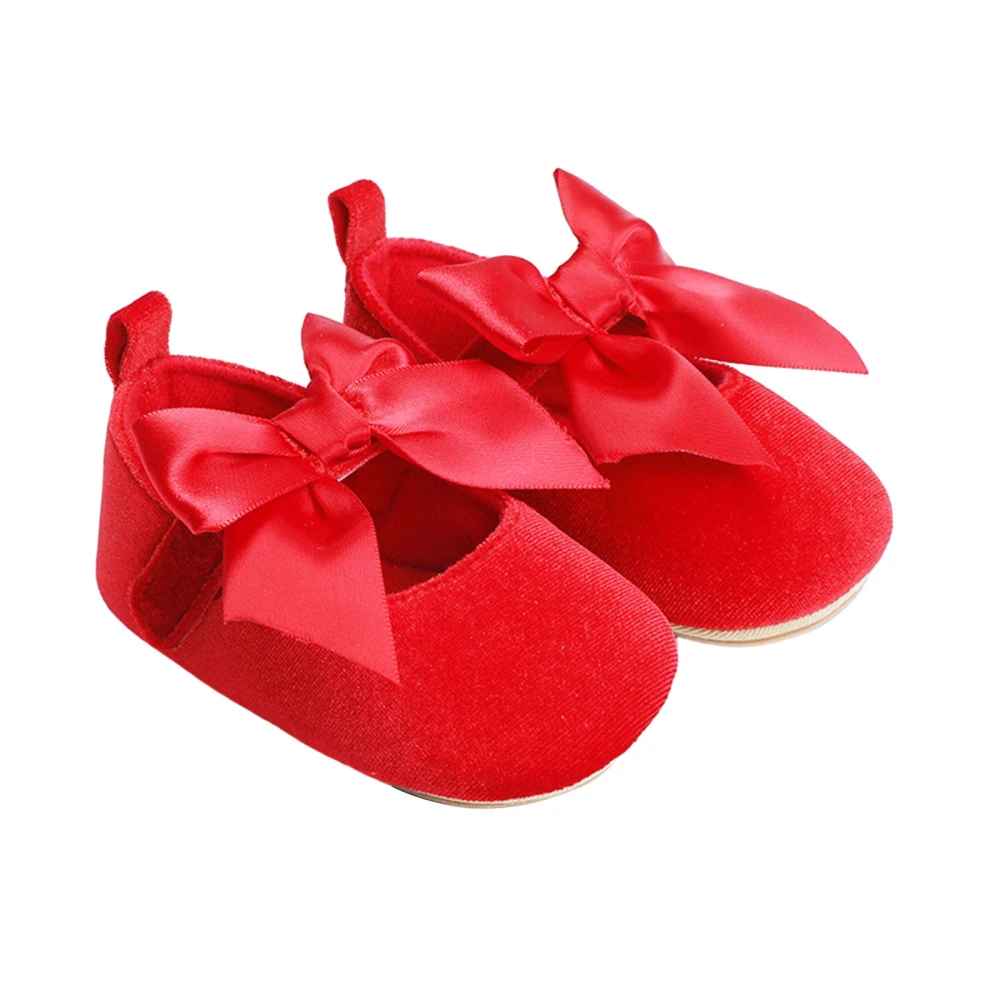 Baby Girls Princess Shoes, Soft Velvet Bow Non-slip Toddler Shoes