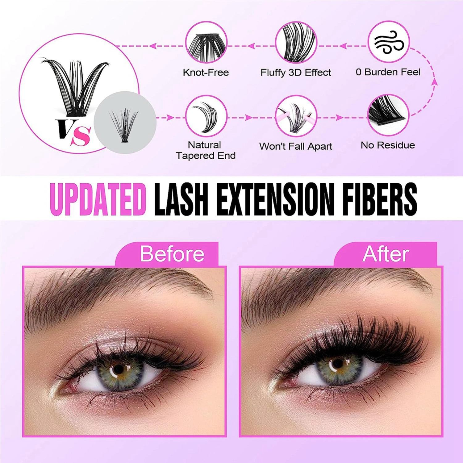 Women Single Cluster False Lashes Individual Natural Fake Lashes