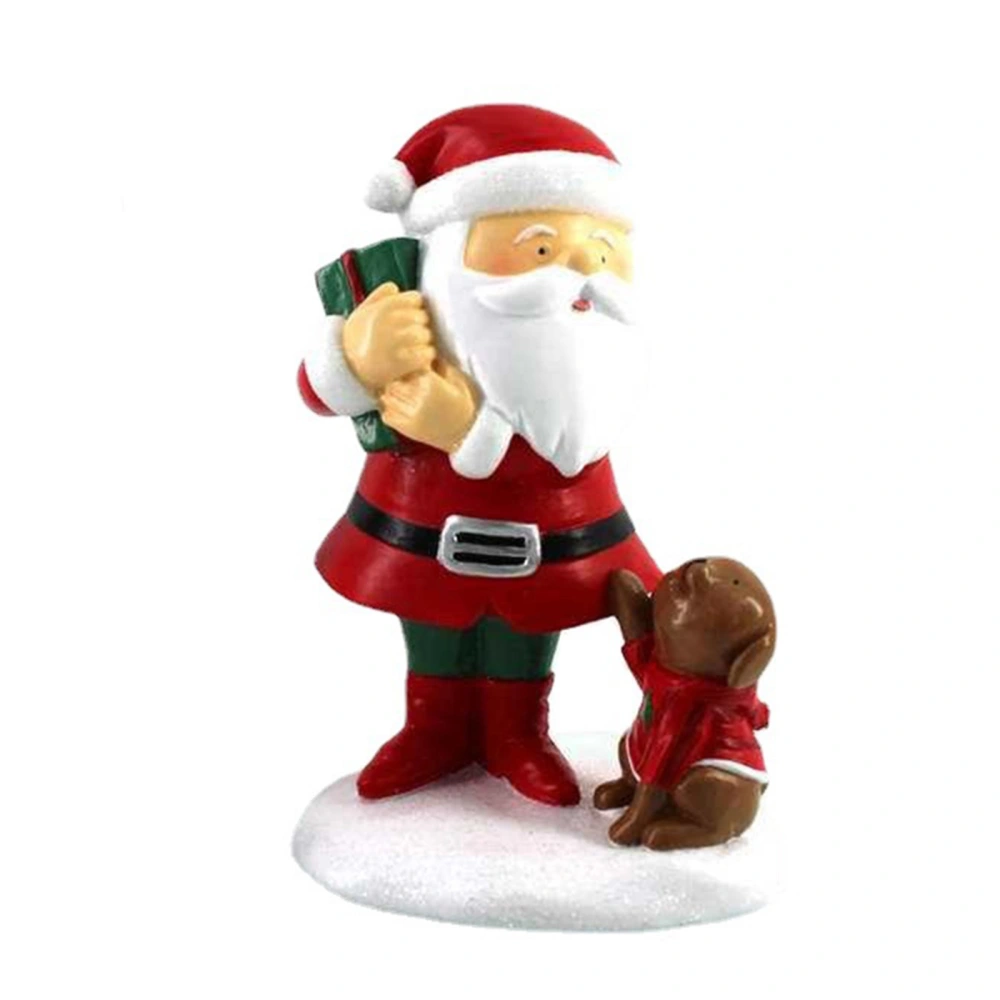 Christmas Figurines Cute Santa Claus with Dog/Cat Statues Decorations