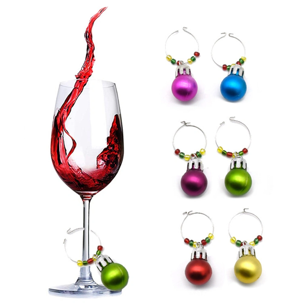 6pcs Christmas Wine Charms, Colorful Glass Markers Party Favor Gift