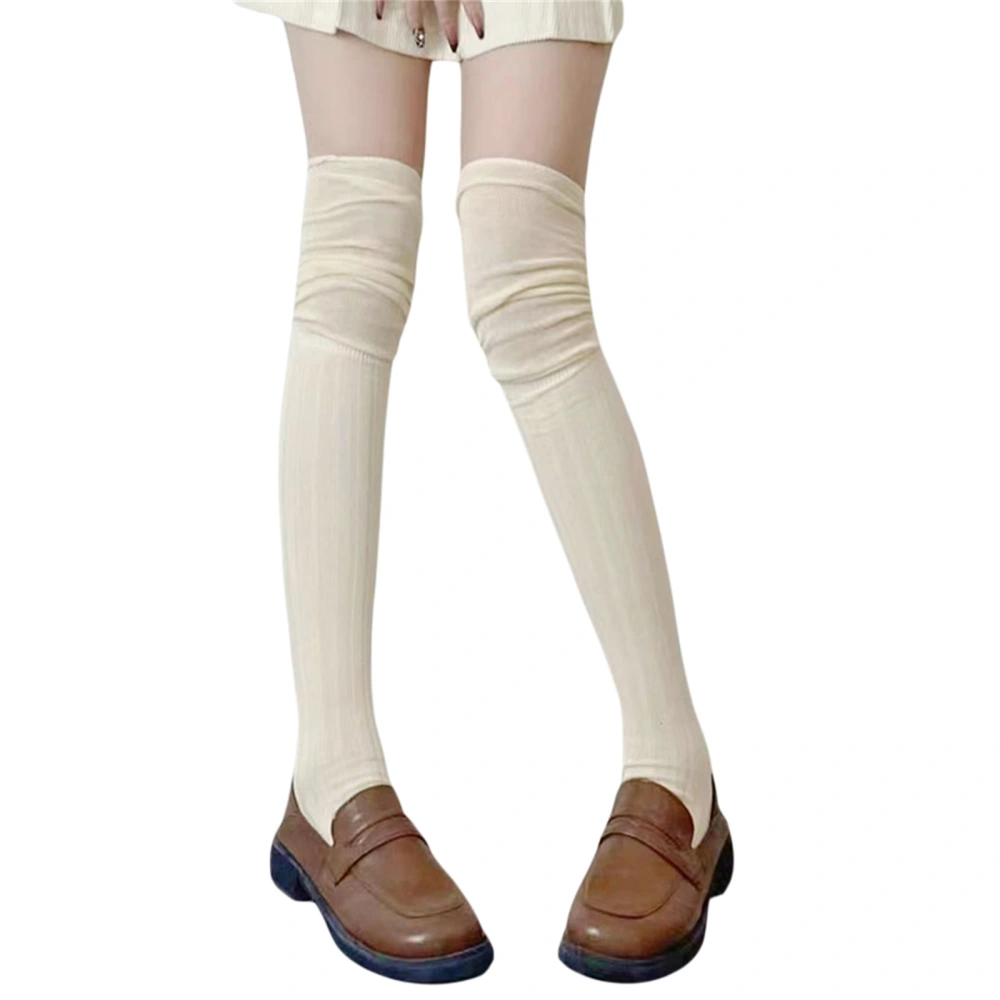 Women Thigh High Socks, Elastic Soft Solid Hold-up Stockings