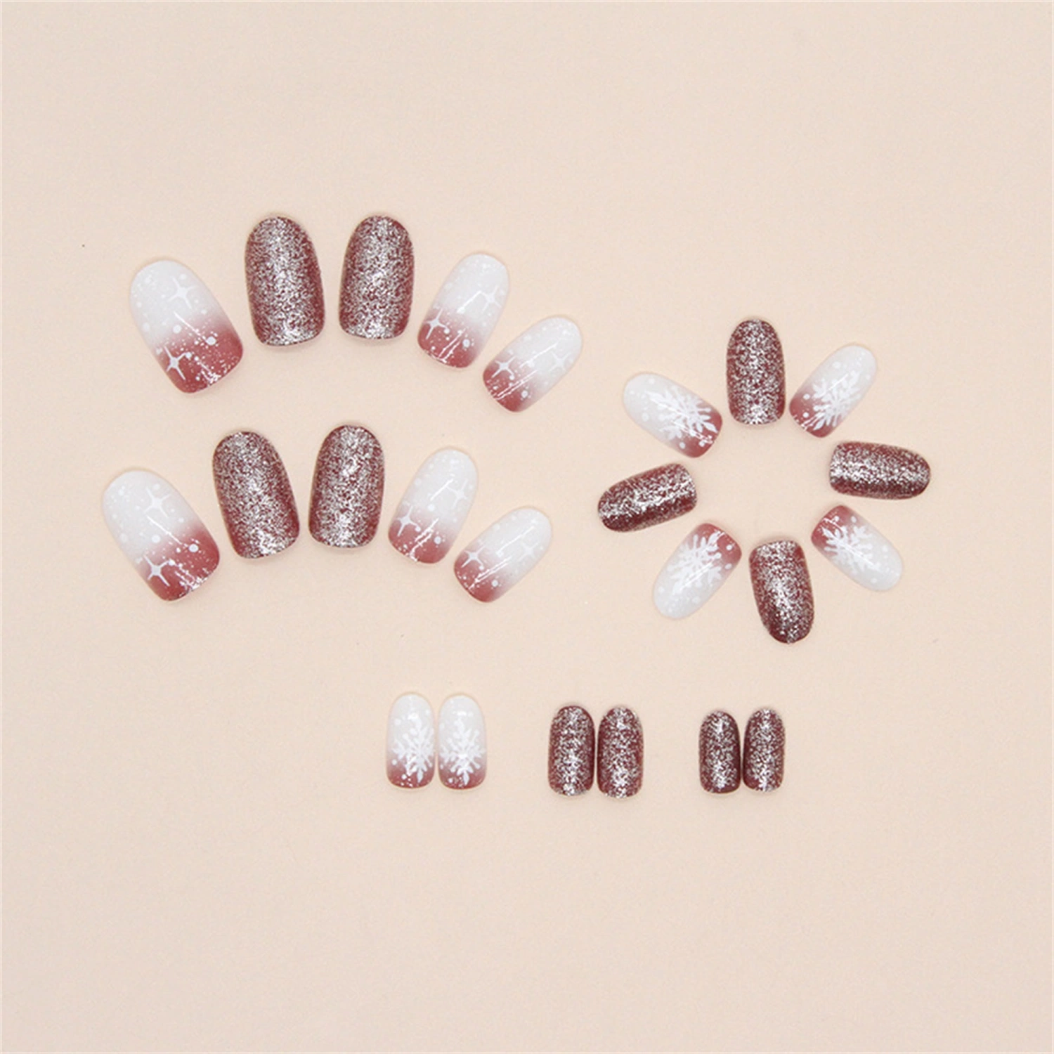 Christmas Press On Nail Tips Fake Nails Full Cover Fingernails