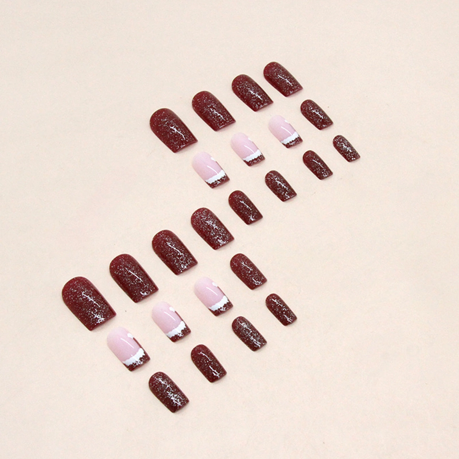 Christmas Press on Nails 24Pcs Glue On Nails with Santa Hat Design