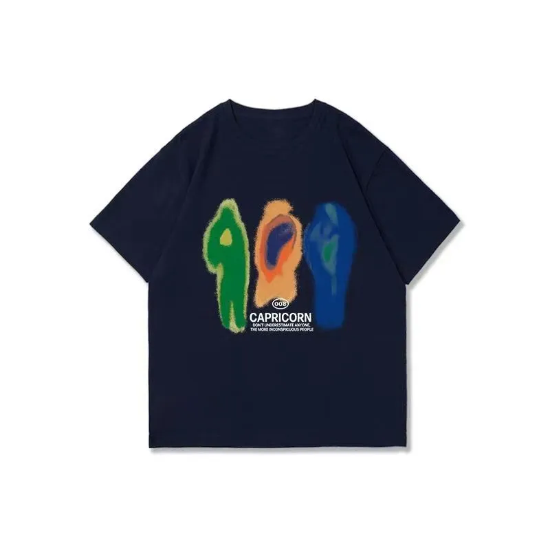 Summer European And American High Street Printing Versatile Small Cotton Short Sleeve