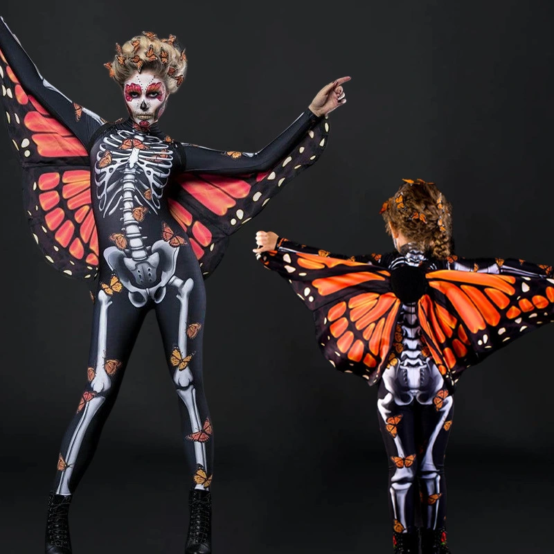 Halloween Butterfly Cloak Fashion Temperament Parent-child Suit Skull Jumpsuit
