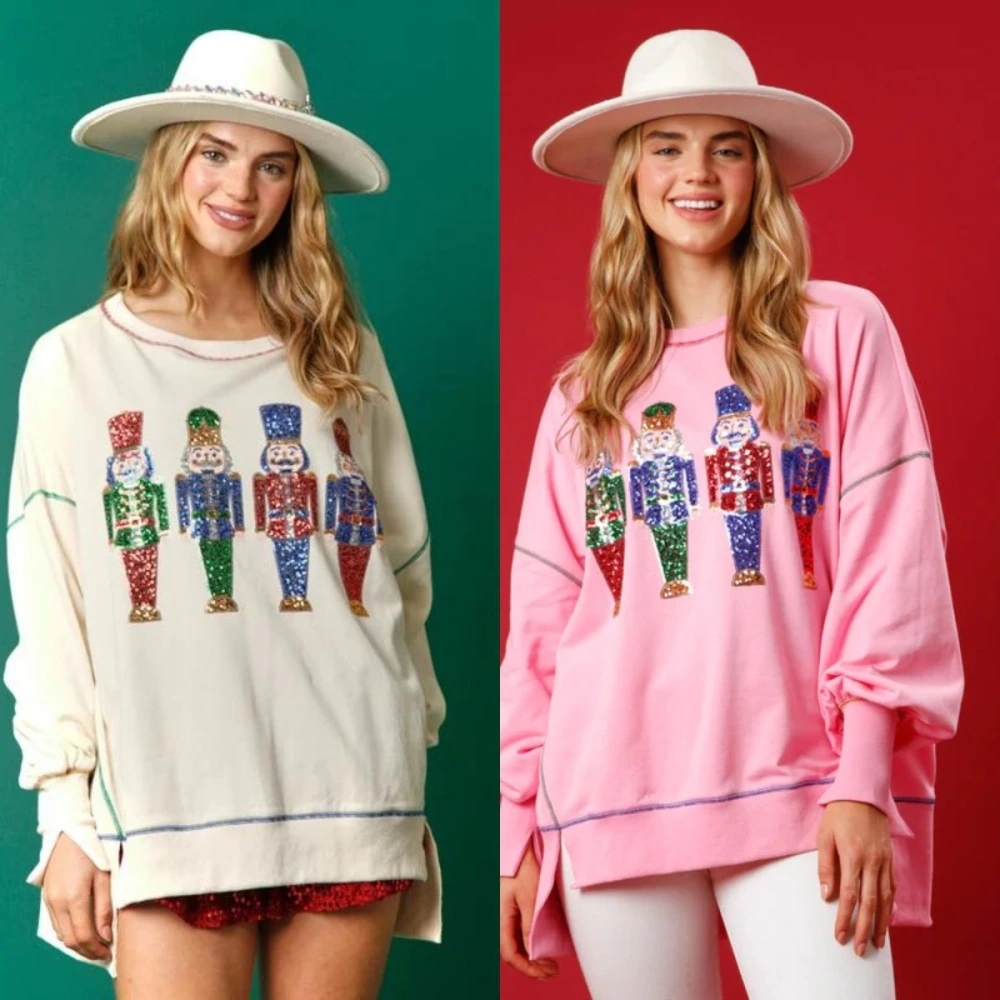 Christmas Sweet Sequins Thickened All-matching Top
