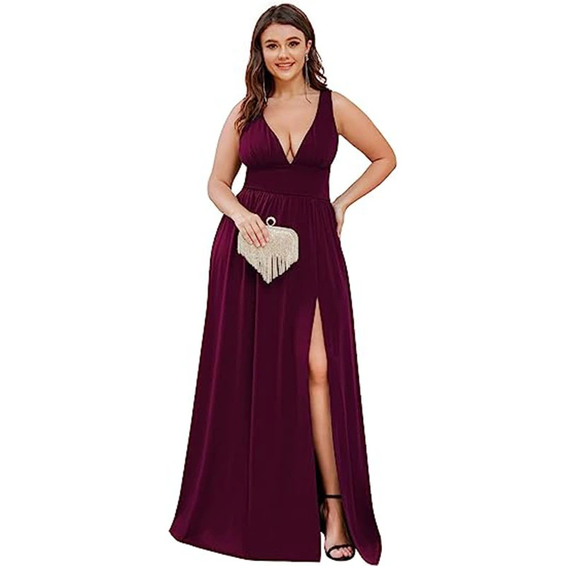 Deep V-neck Sleeveless Large Swing Dress