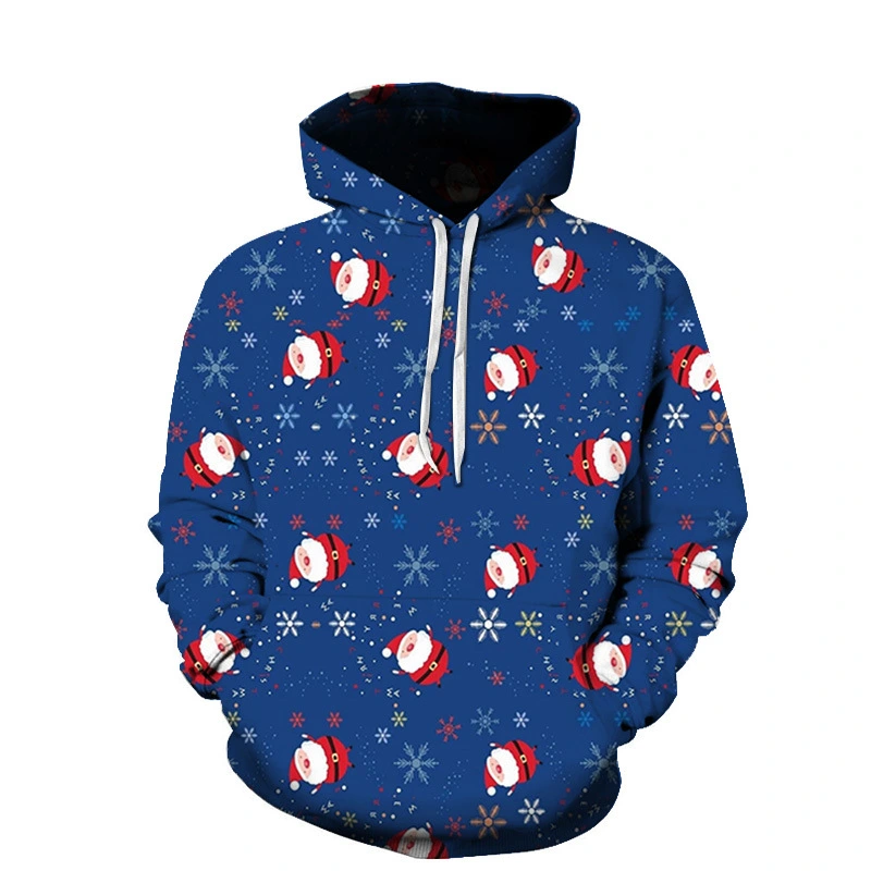 Men's And Women's Fashion Christmas Digital Printed Hood Sweater