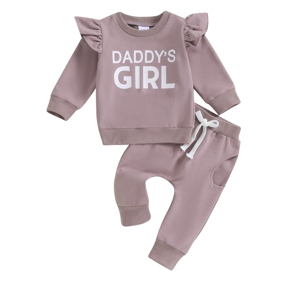 Baby Girls 2-piece Outfit, Letters Long Sleeve Sweatshirt Sweatpants