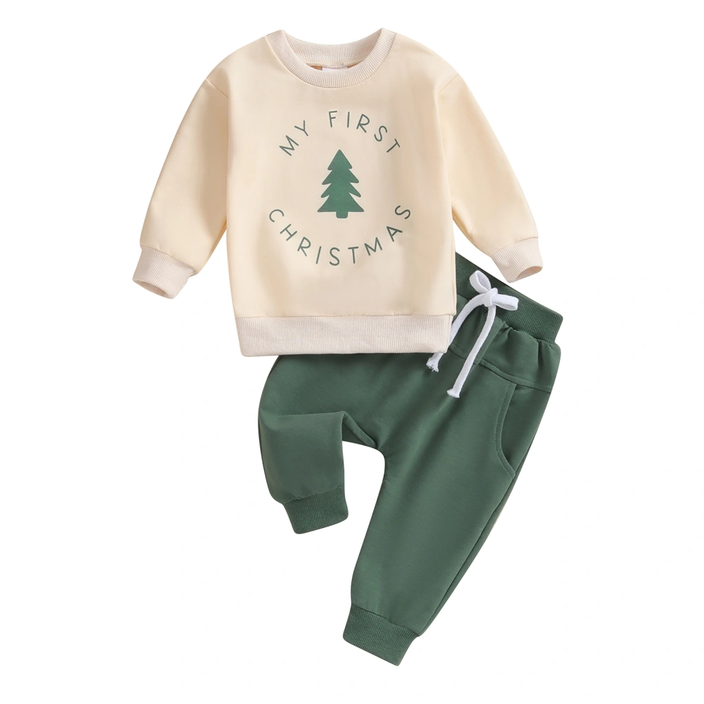 Baby Boys Christmas Outfits Christmas Tree Letter Sweatshirts Pants