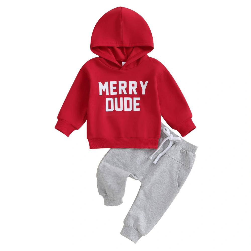 Baby Boy Christmas Outfits Long Sleeve Letter Print Hoodie + Trousers