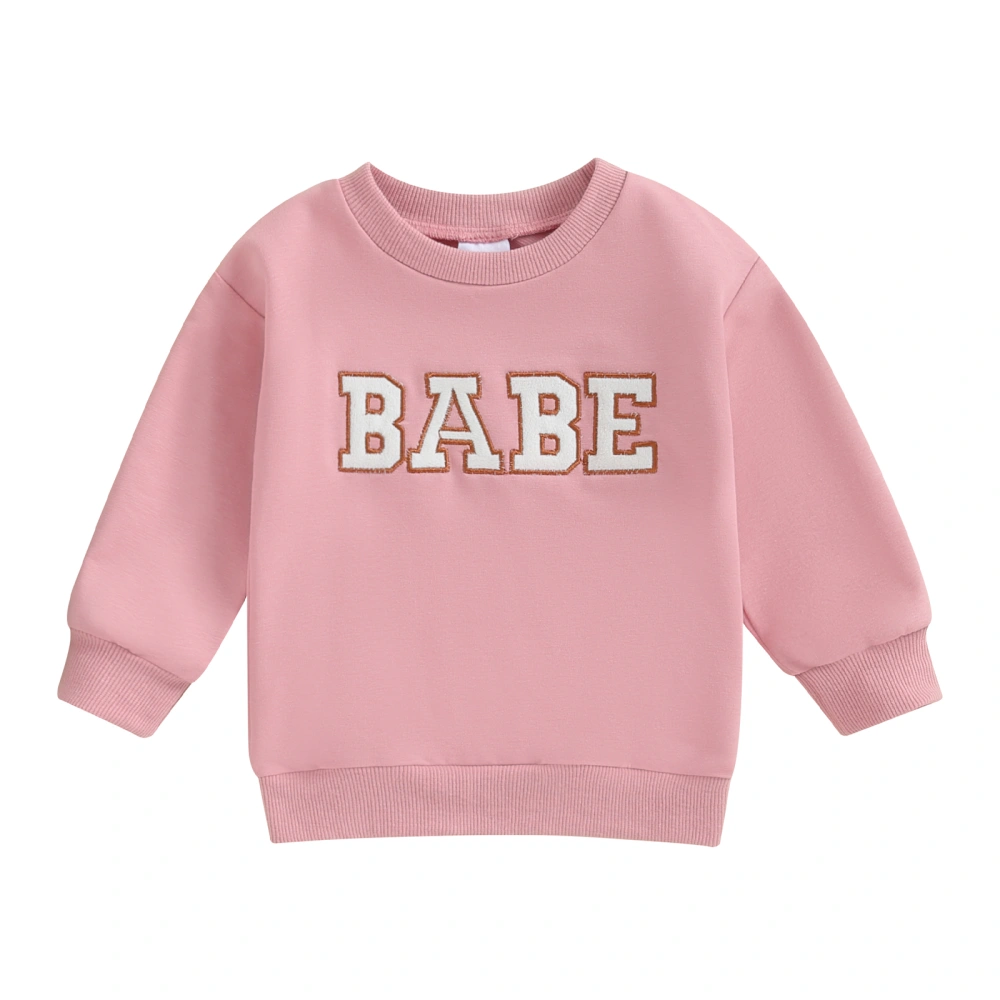 Baby Girls Sweatshirt, Long Sleeve Embroidery Letters Pullover