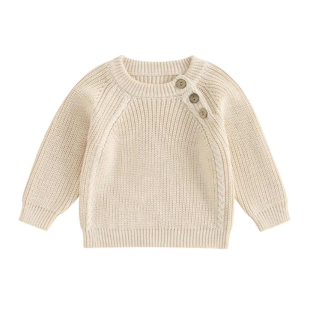 Baby Knitted Woolen Sweater Solid Color Warm Long Sleeve Pullover