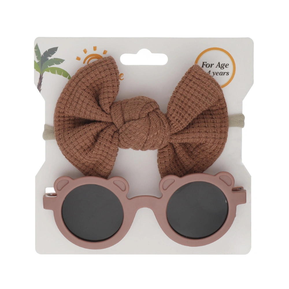 Kids Girls Sunglasses Headband Set Cute Anti-UV Glasses Headwear