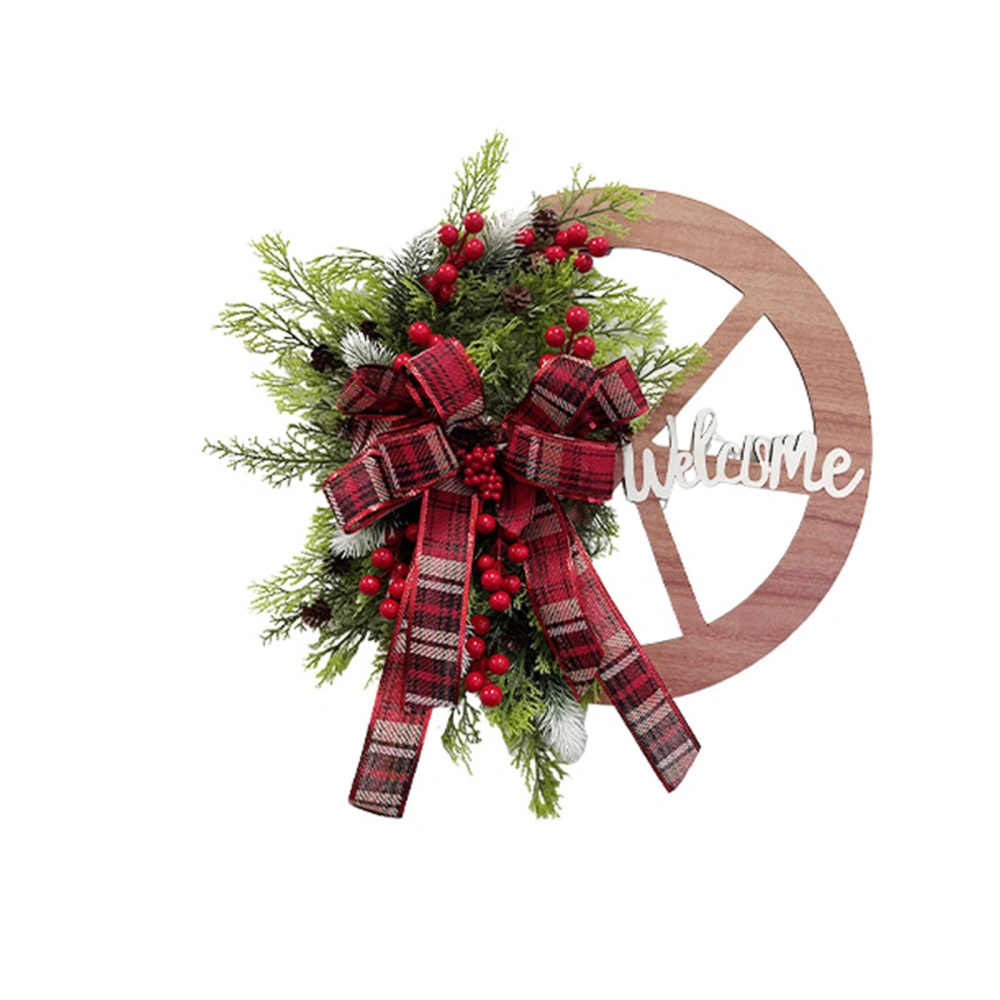 Christmas Wagon Wheel Wreath Hanging Artificial Red Berries Garland 