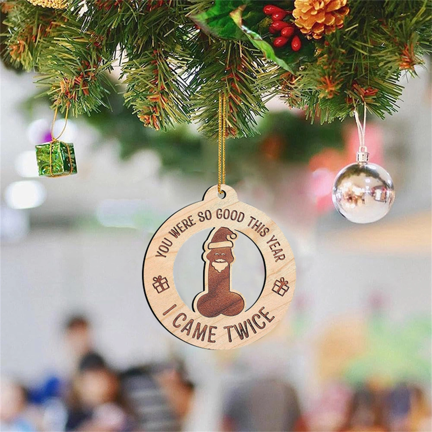 Wooden Christmas Santa Hanging Decoration for Christmas Tree, Car