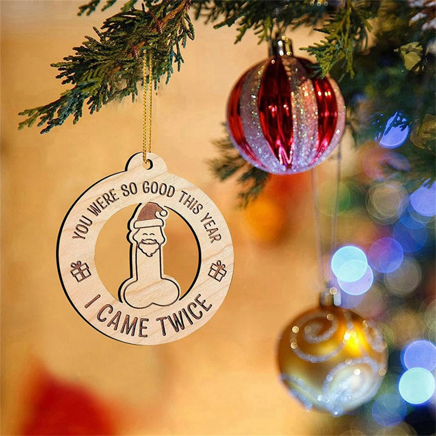 Wooden Christmas Santa Hanging Decoration for Christmas Tree, Car